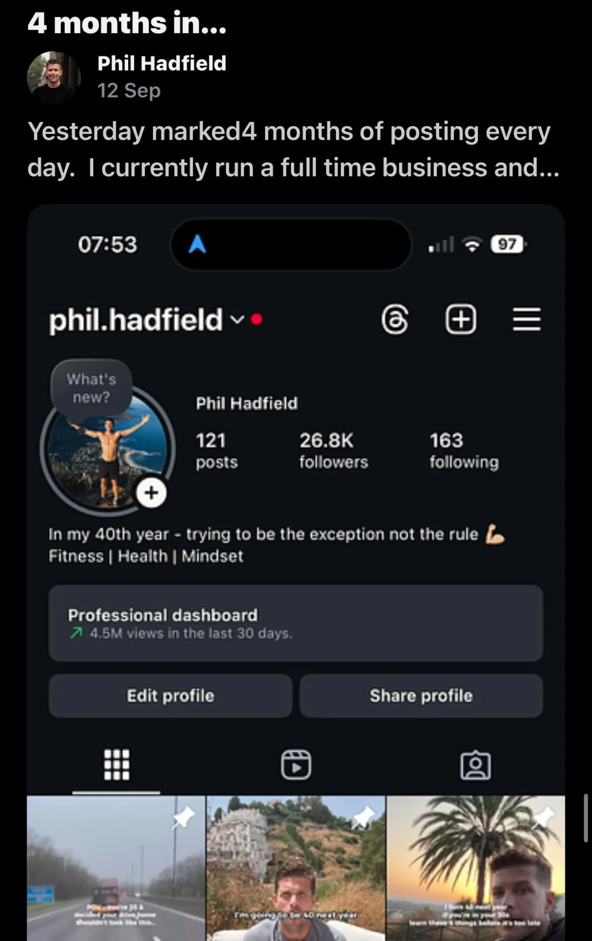 Creator growth result screenshot