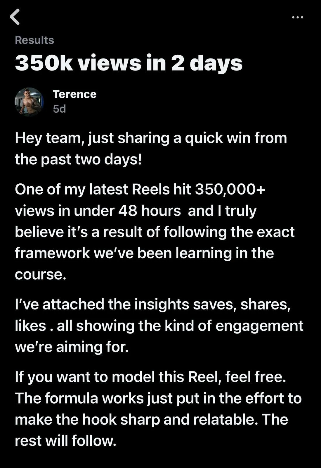 Creator growth result screenshot