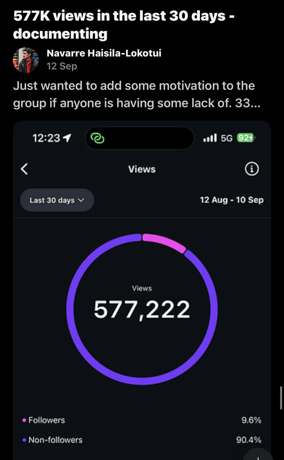 Creator growth result screenshot